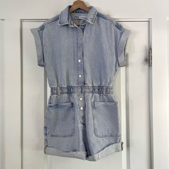Zara Short Denim Romper - M - Picture 2 of 5